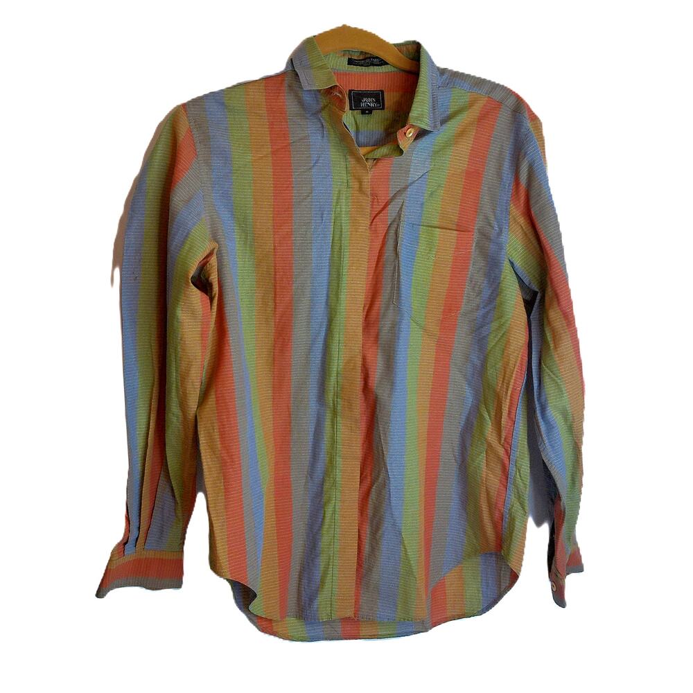 Vtg John Henry Multicolor Stripe Long Sleeve Button Down Shirt Size 8 - Picture 5 of 5